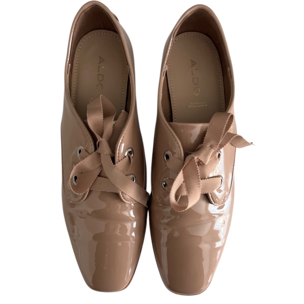 Aldo Camel Coloured Flats Elegant Patent Finish Size 7.5US
